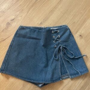 Altar'd State Blue Lace-Up Mini Skirt